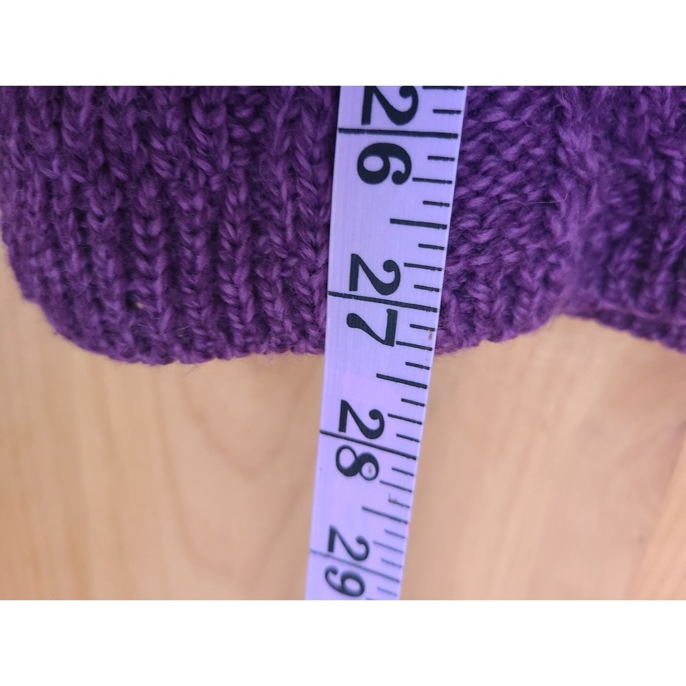 Kilronan Ireland 100%‎ Merino Wool Purple XS Cardigan Cable Knit Aran Irish - Picture 9 of 10